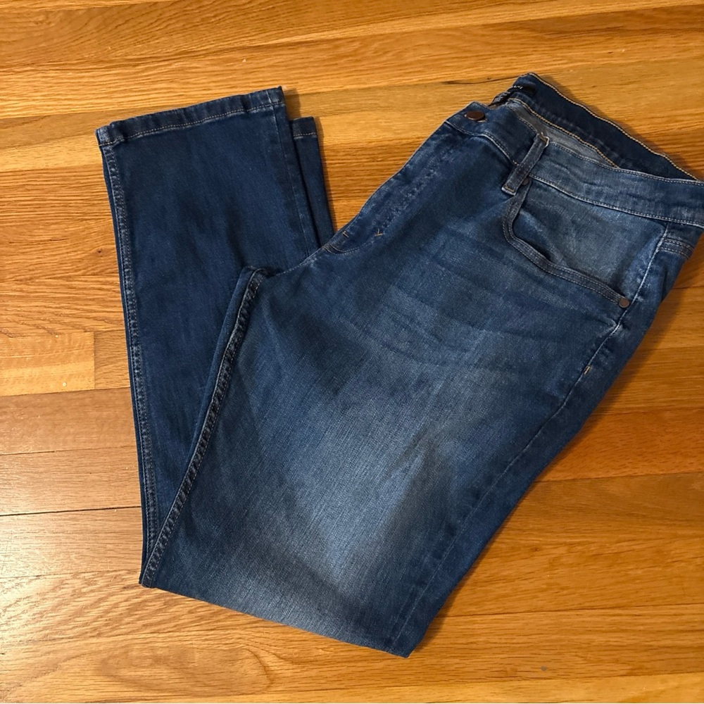 Alfani Men's Dark Blue Jeans Regular Fit Straight, 77% Cotton Stretch Size 38X32